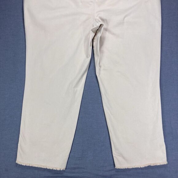 NYDJ Pants Womens Sz 20W Tan Khaki Marilyn Straight Leg Stretch Frayed Hem Ankle - Picture 10 of 16